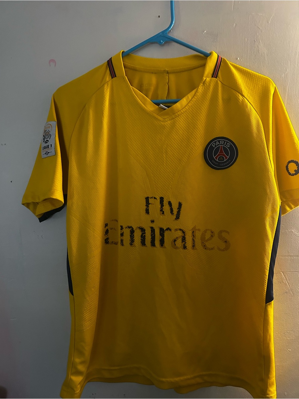 Nike Yellow PSG Fly Emirates Football Jersey